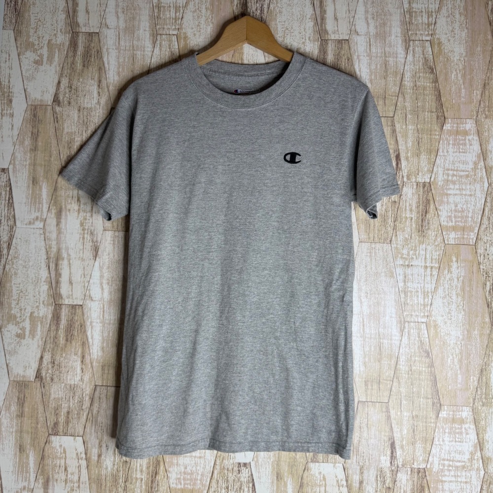 Champion Mens S Gray Authentic Short Sleeve Crew Neck Graphic T-Shirt Size Small